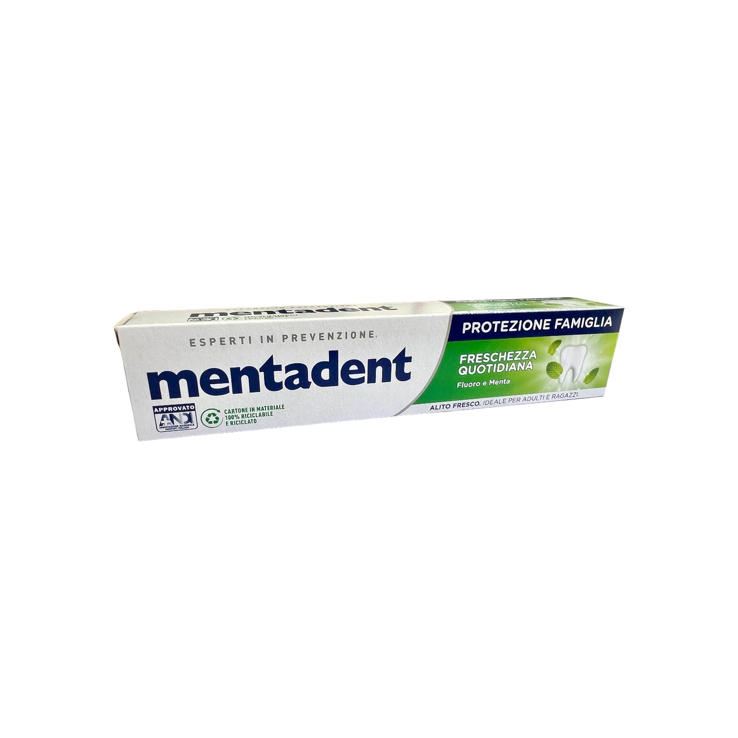 Pastă de dinți MENTADENT FRESCHEZZA QUOTIDIANA FLUOR ȘI MENTĂ 100ml